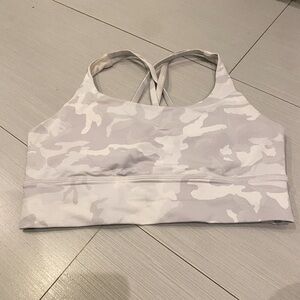Lululemon Energy sports bra size 8 white and grey camo
